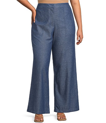 Lucy Paris Plus Size Elly Linen-Blend Ankle Pants