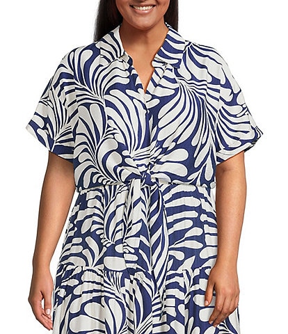 Lucy Paris Plus Size Emily Short-Sleeve Knotted-Tie-Detail Top