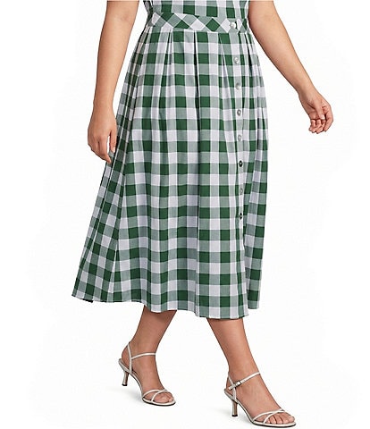 Lucy Paris Plus Size Honey Gingham Print Coordinating A-Line Maxi Skirt