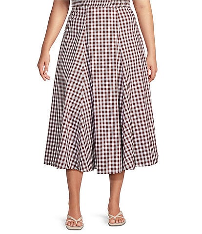Lucy Paris Plus Size Hope Gingham Print A-Line Coordinating Midi Skirt