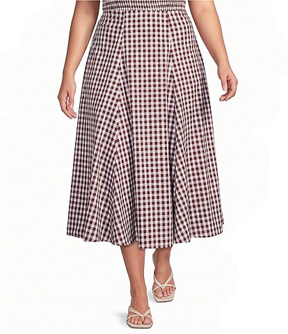 Lucy Paris Plus Size Hope Gingham Print A-Line Coordinating Midi Skirt