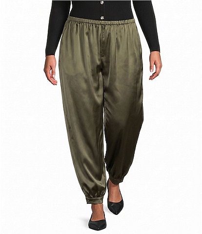 Lucy Paris Plus Size Sam Bubble Hem Pull-On Satin Pants