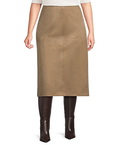 Lucy Paris Plus Size Trip Faux Suede Midi Skirt