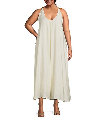 Lucy Paris Plus Sutton Halter Beaded V-Neck Shift Dress