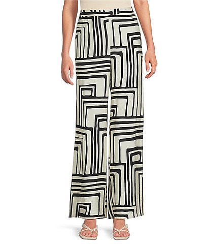 Lucy Paris Rue Geometric Print Flat Front Wide Leg Coordinating Pants