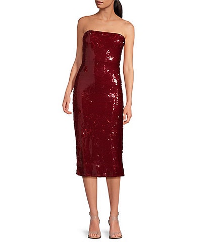 Lucy Paris Sequin Strapless Neck Sleeveless Midi Dress