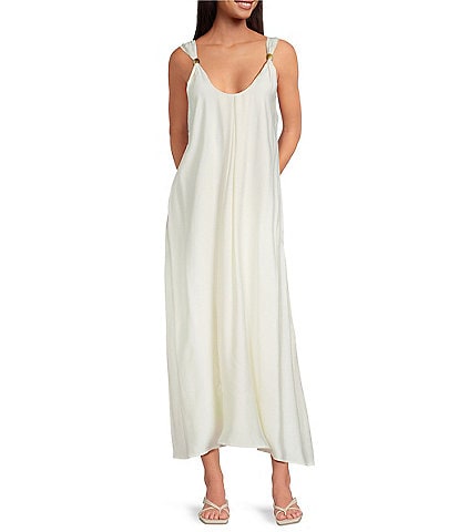 Lucy Paris Sutton V-Neck Sleeveless Beaded Strap Maxi Dress