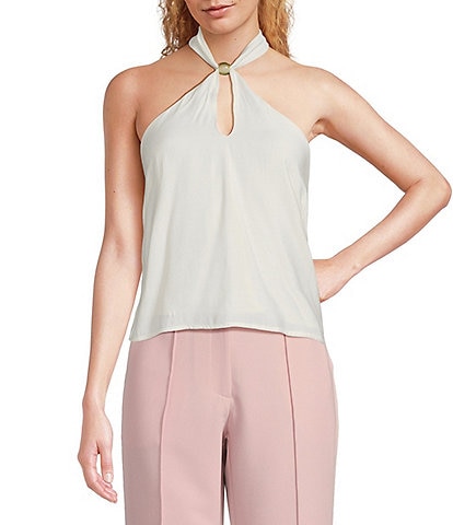 Lucy Paris Willa Satin Halter Neck Sleeveless Flowy Coordinating Top