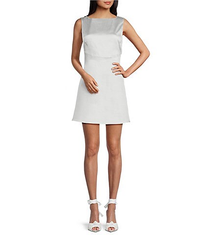 Lulus Quincy Low V-Back With Bow Mini Dress