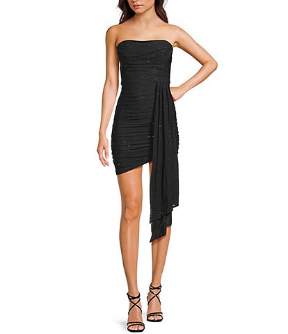 Lulus Strapless Rhinestone Bodycon Mini Dress