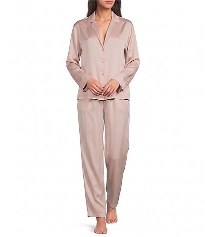 Lunya Washable Silk Long Sleeve Notch Collar Long Pajama Set