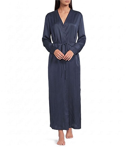 Lunya Washable Silk Long Sleeve Tie Front Long Robe