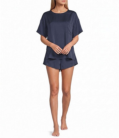 Lunya Washable Silk Short Sleeve Tee and Shorty Pajama Set