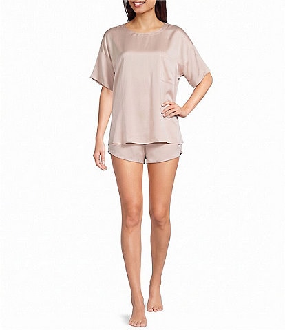 Lunya Washable Silk Short Sleeve Tee and Shorty Pajama Set