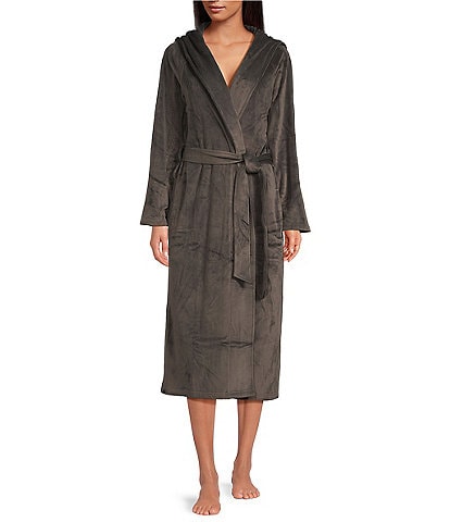 LuxeChic® Long Sleeve Ultra Soft Shawl Collar Belt Tie Front Pocket Unisex Hooded Robe