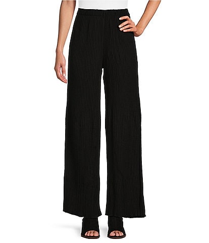 M Made In Italy Pleated Elastic Waist Wide Leg Pant