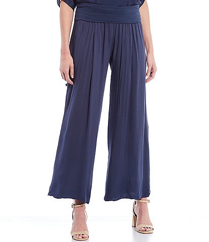M Made in Italy Pull-On Pleated Ankle Coordinating Wide Leg Pants
