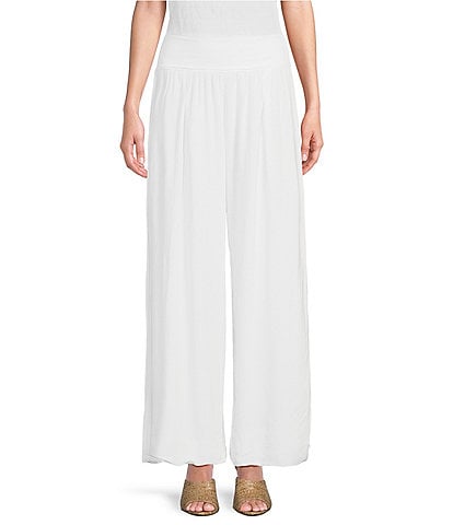 M Made in Italy Pull-On Pleated Ankle Coordinating Wide Leg Pants