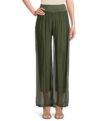 M Made in Italy Silky Pull On Wide Leg Pants