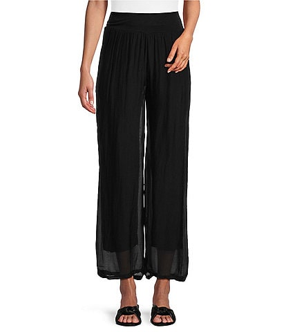 M Made in Italy Silky Pull-On Wide Leg Pants