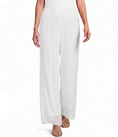 M Made in Italy Silky Wide Leg Pull-On Pants
