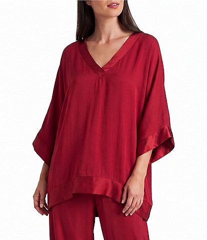 M Made in Italy Woven Crepe V-Neck 3/4 Sleeve Tunic