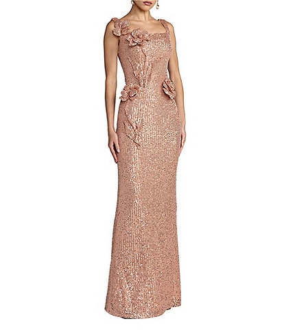 Mac Duggal 3D Sequin Applique Long Dress