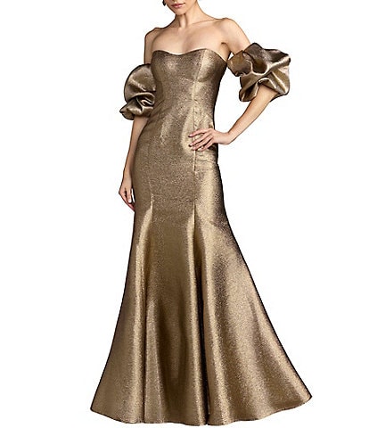 Mac Duggal Beaded Satin Mermaid Gown