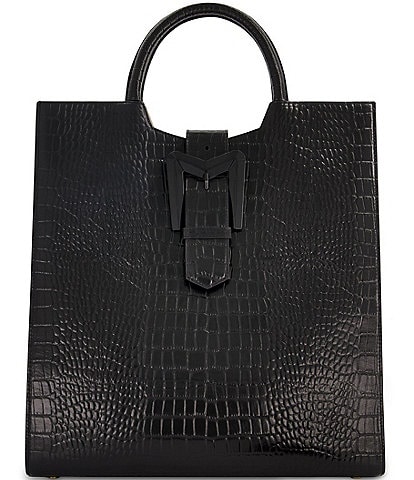 Mac Duggal Buckled Maxi Croco Leather Tote Bag