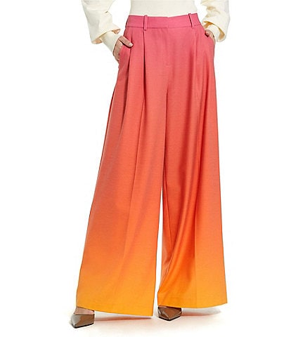 Mac Duggal Crepe Ombre Wide-Leg Flat Front Trousers