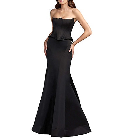 Mac Duggal Embellished Satin Strapless Evening Gown