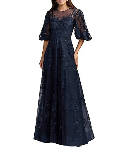 Mac Duggal Embroidered High Neck A-Line Evening Dress