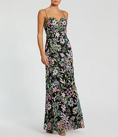 Mac Duggal Embroidered Sweetheart Neckline Sleeveless Gown