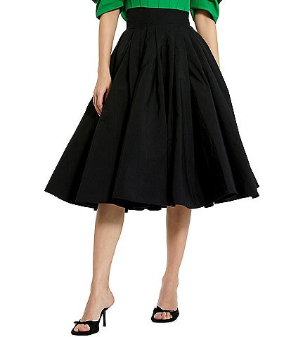 Mac Duggal Faille High Waist Pleated Circle A-Line Skirt