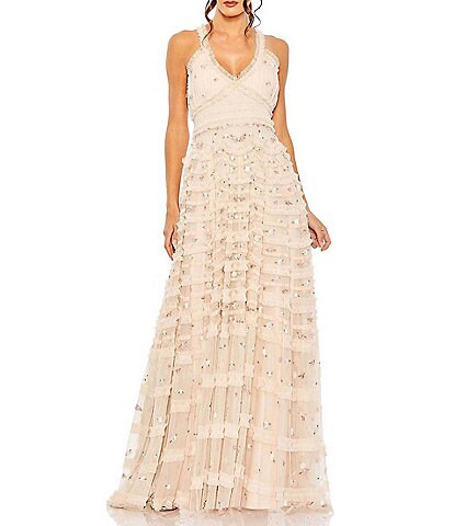 Marie Tiered Embellished Tulle Gown | 3d-mon.com