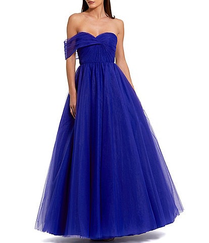 Mac Duggal Off the Shoulder Bustier Ball Gown