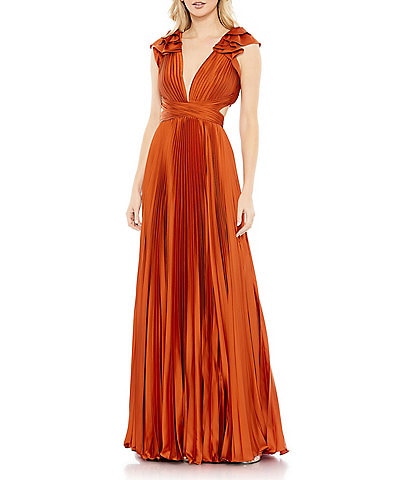 Finelylove Womens Formal Dresses For Wedding Guest Star Dress Women A-line  High-Low Long Sleeve Solid Orange M