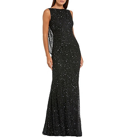 Mac Duggal Sleeveless Cowl Back With Draped Beading Gown