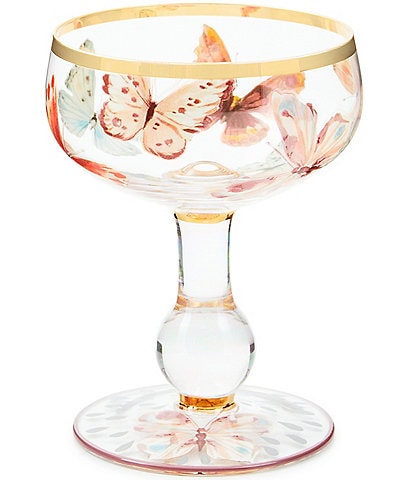 MacKenzie-Childs Butterfly Hill Hand Painted Coupe Glass