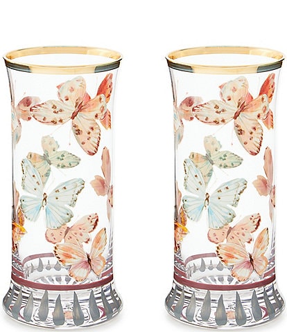 MacKenzie-Childs Butterfly Hill Highball Glass, Set of 2