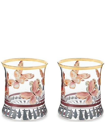 MacKenzie-Childs Butterfly Hill Tumbler Glass, Set of 2