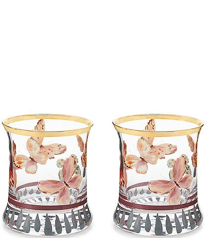 MacKenzie-Childs Butterfly Hill Tumbler Glass, Set of 2