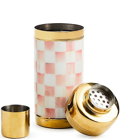 MacKenzie-Childs Check 3260 Gold-Tone Cocktail Shaker