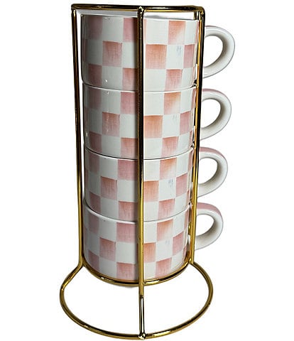 MacKenzie-Childs Check® Stoneware Cappuccino Stackable Cup Tower