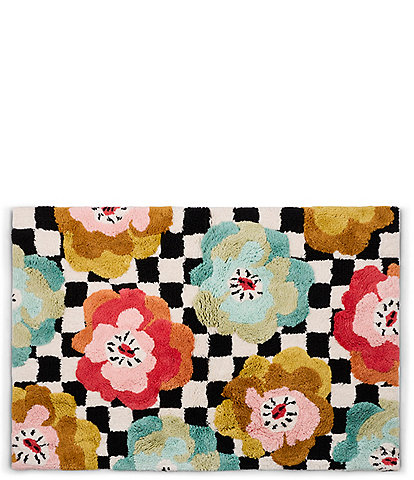 MacKenzie-Childs Checkerboard In Bloom Floral Bath Rug