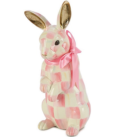 MacKenzie-Childs Easter Collection Bubblegum Check Hops Bunny Figurine