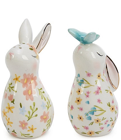 MacKenzie-Childs Easter Collection Posie Patch Rabbit Jack Salt & Pepper Set
