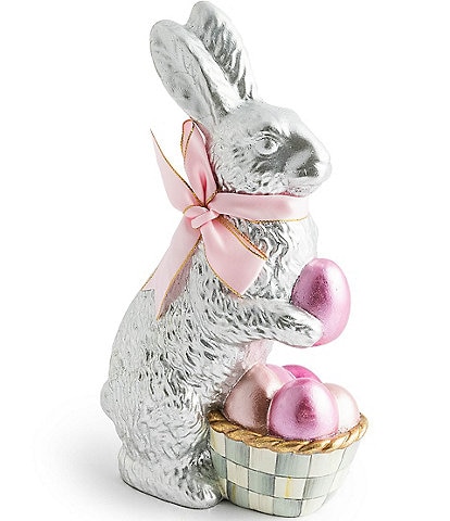 MacKenzie-Childs Easter Collection Touch of Pink Silver Foil Bunny Figurine