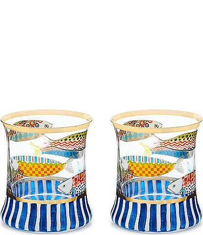 MacKenzie-Childs Go Fish Tumbler Glass, Set of 2