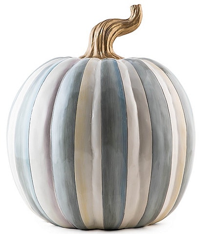 MacKenzie-Childs Harvest Medium Stripe Glossy Pumpkin Decor